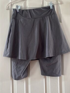 Women’s Grey Swim Skirt with Built-In Shorts